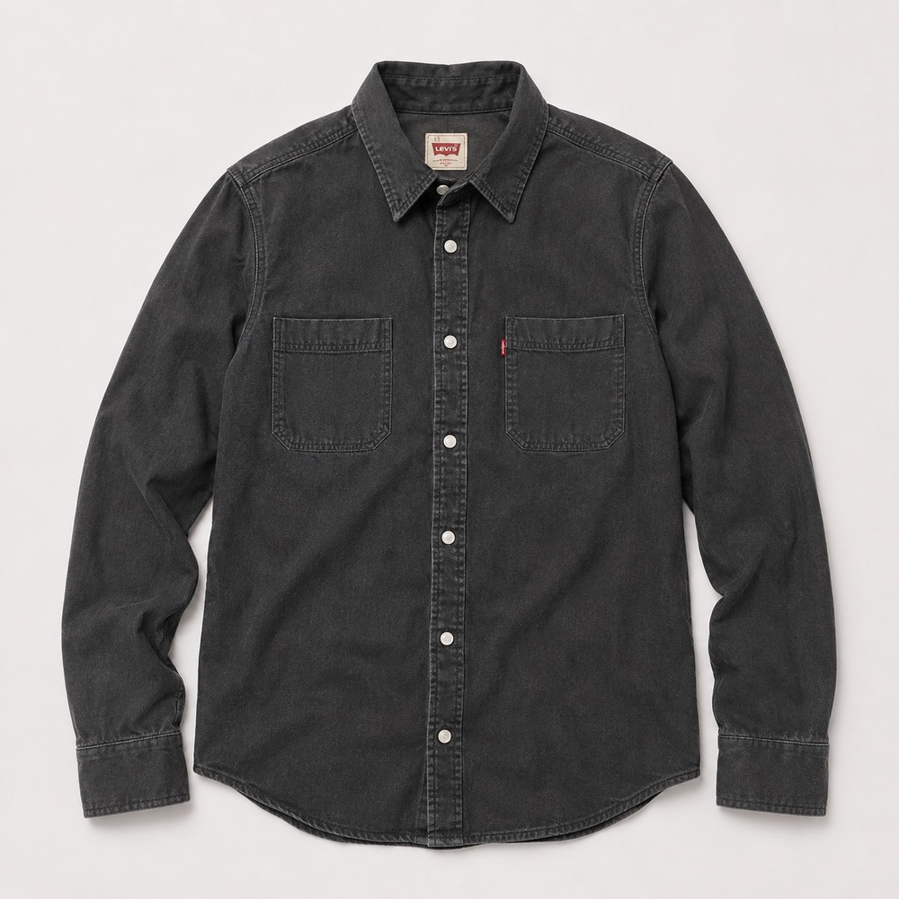 Levi's Mens XL Black Workwear Button Up Shirt Jacket Overshirt Cotton